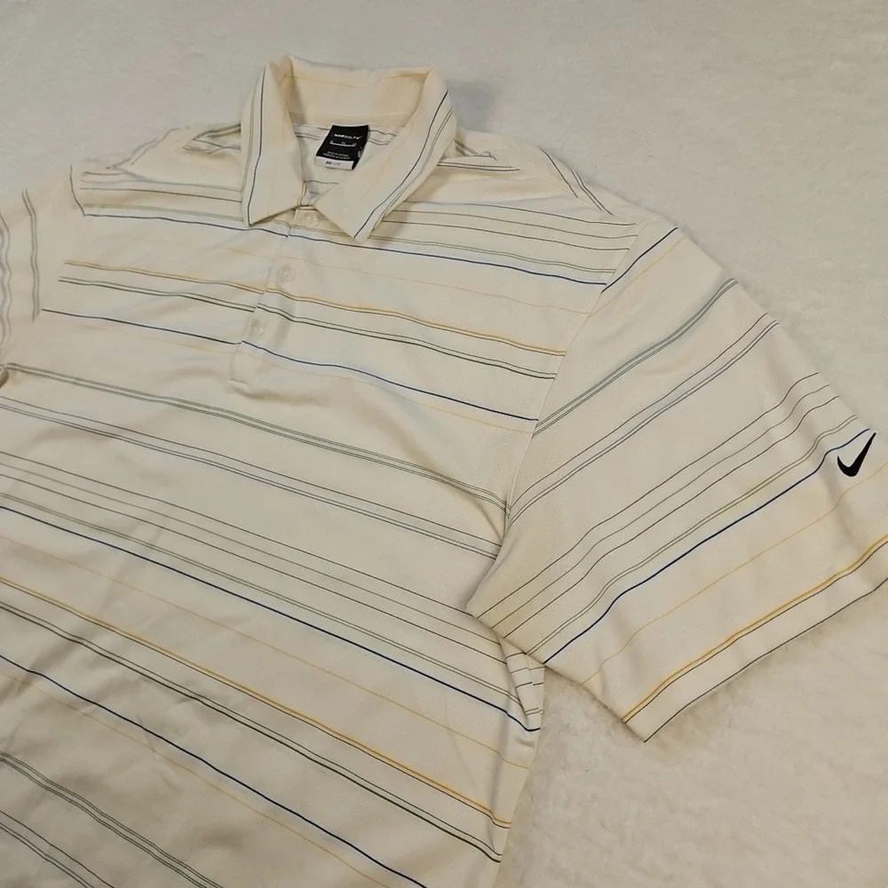 Nike Golf Polo Shirt Adult Mens Dri Fit Striped Short Sleeve Active‎ XL EUC